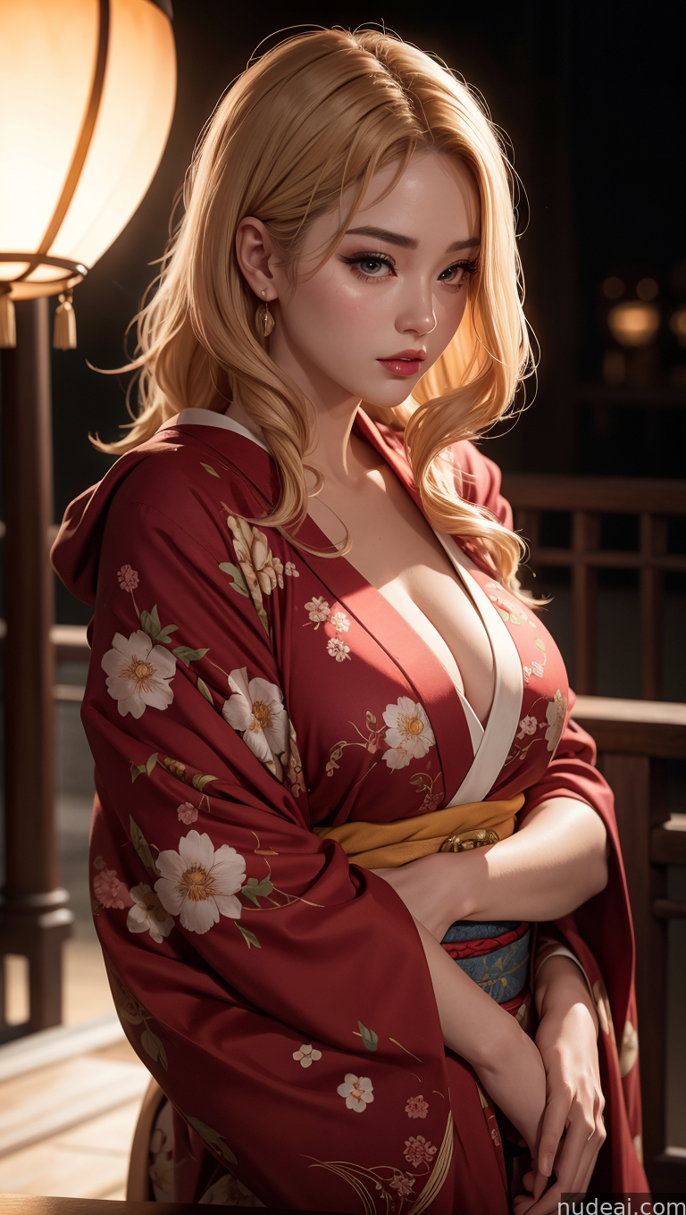 araffe woman in a kimono robe posing for a picture