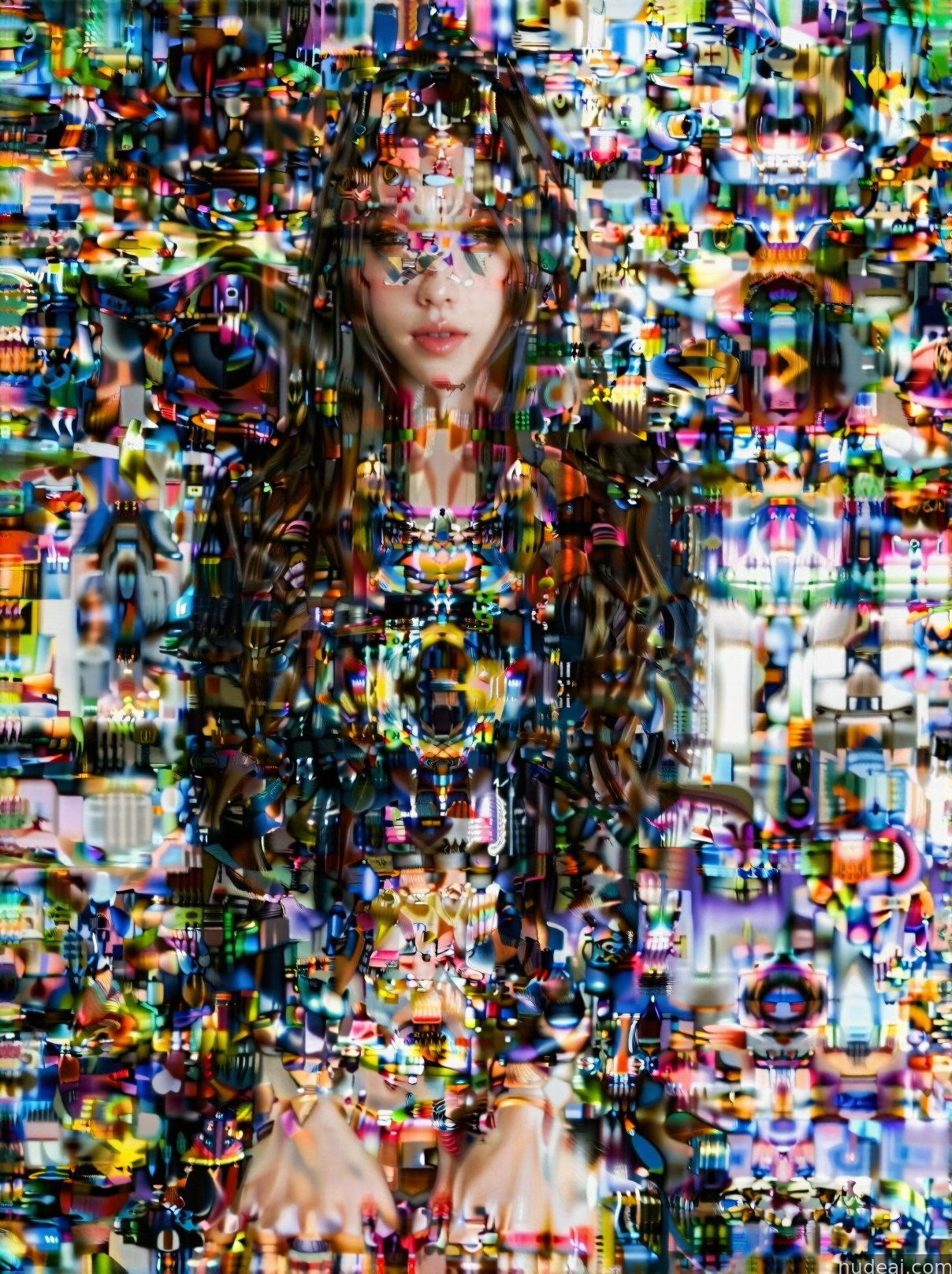 arafed image of a woman with a lot of colorful objects