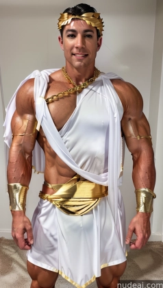 arafed man in a white costume posing for a picture