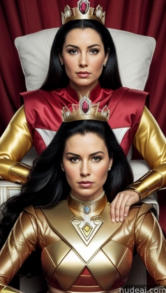 araffes are dressed as a woman and a woman in a gold outfit