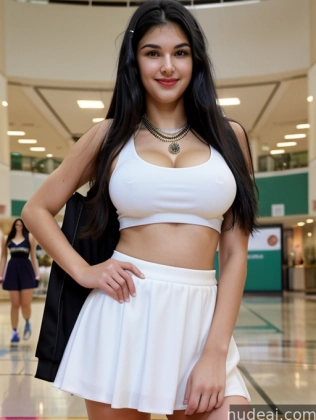 there is a woman in a white skirt and a black jacket