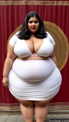 araffe woman in a white dress posing for a picture