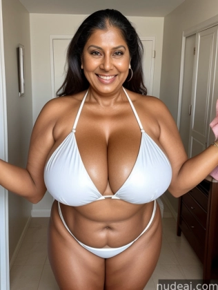 arafed woman in a white bikini posing for a picture