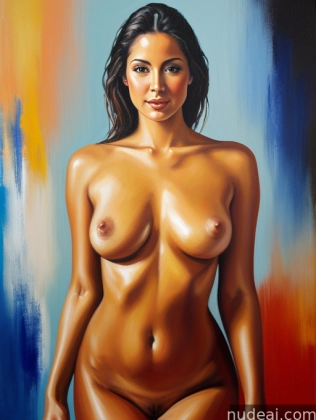 painting of a woman with a very large breast posing naked
