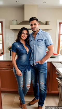 araffe couple in a kitchen posing for a picture
