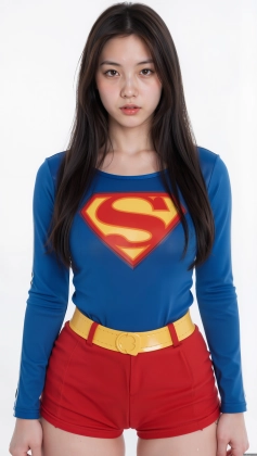 araffe woman in a superman costume posing for a picture