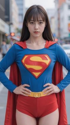 araffe woman in a superman costume posing for a picture