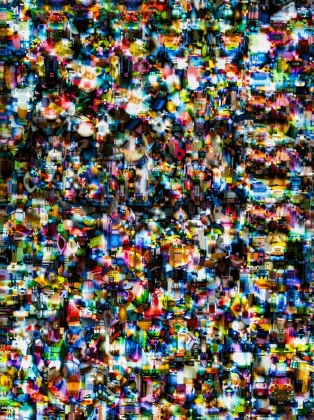 a close up of a television screen with a lot of people watching it