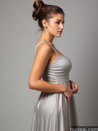 arafed woman in a silver dress posing for a picture