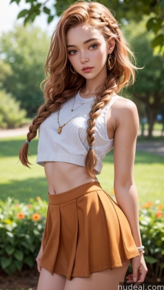 arafed asian woman with long hair and a white top posing in a park