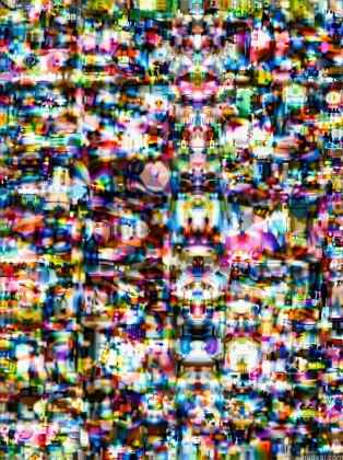 a close up of a television screen with a lot of small objects
