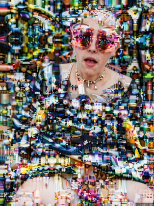 arafed image of a woman with sunglasses and a necklace