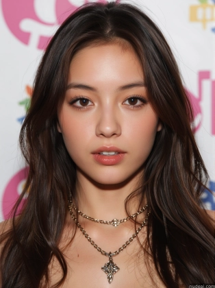 araffed asian woman with long hair wearing a necklace and a necklace