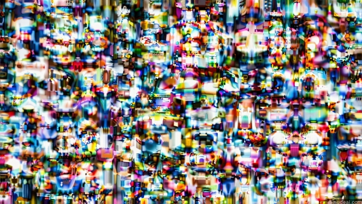 a close up of a television screen with a lot of small objects