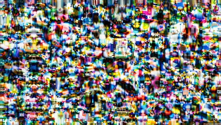 a close up of a television screen with a lot of people