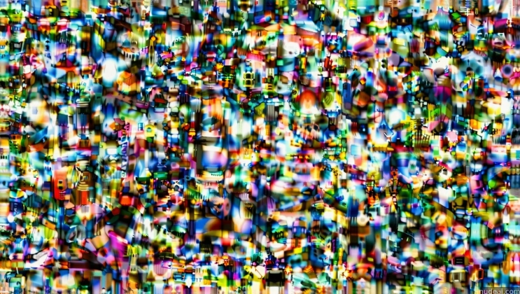 a close up of a television screen with a lot of people