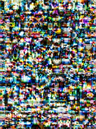 a close up of a television screen with a lot of small objects