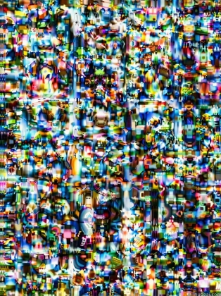 a close up of a television screen with a lot of people on it