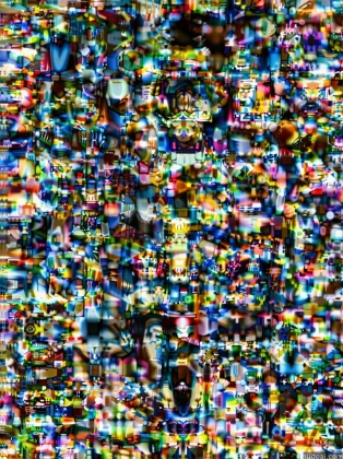 a close up of a television screen with a lot of people