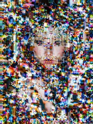 arafed image of a woman with a face made of many different images