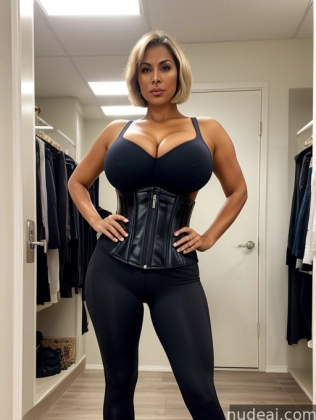 araffe woman in a black corset posing in a closet