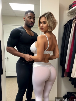 araffes in tight white pants and a black shirt