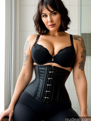 arafed woman in a black corset posing for a picture