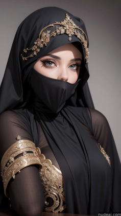 arafed woman wearing a black veil and gold jewelry