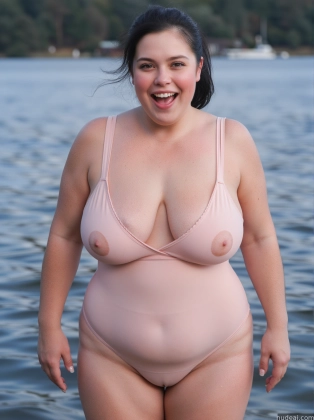 araffe woman in a pink bikini standing in the water