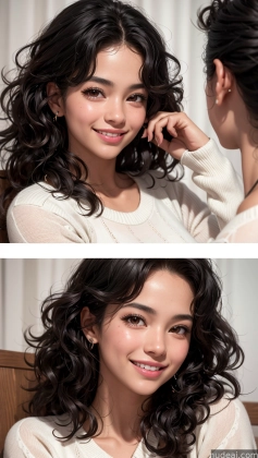 there are two pictures of a woman with a smile on her face