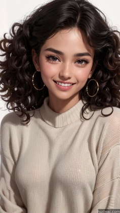 arafed woman with a large hoop earrings and a sweater