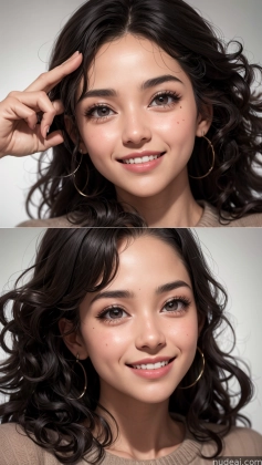 there are two pictures of a woman with a smile on her face
