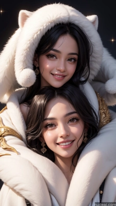 there are two girls that are dressed up in costumes