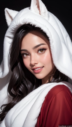 araffe wearing a white cat costume with a hood over her head