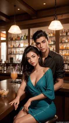 araffes a man and a woman sitting at a bar