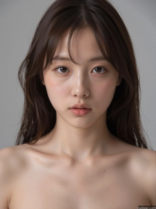 arafed asian woman with long hair and no shirt posing for a picture