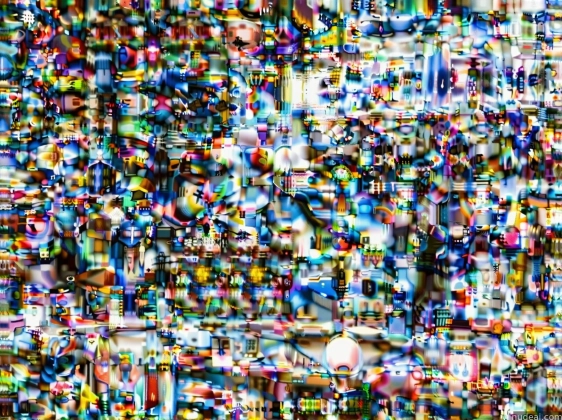 a close up of a television screen with a lot of people
