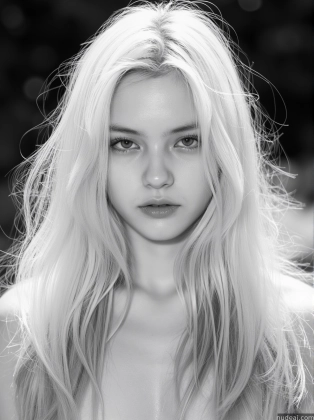 a black and white photo of a woman with long hair