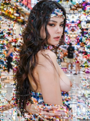araffe woman with a lot of beads on her head