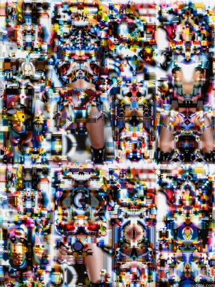 a close up of a bunch of different colored objects on a wall