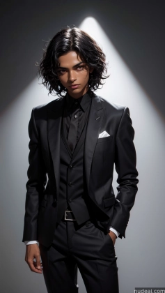 arafed man in a suit and tie standing in a spotlight