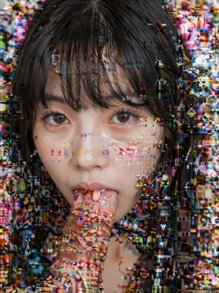 arafed image of a woman with a lot of sprinkles on her face