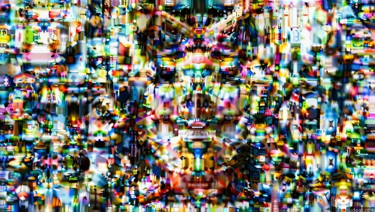 a close up of a television screen with a lot of different colors