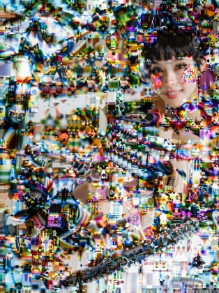 arafed image of a woman with a lot of beads on her neck