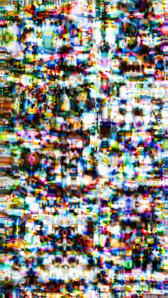 a close up of a television screen with a lot of small objects