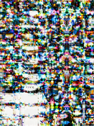 arafed image of a television screen with a lot of people watching it