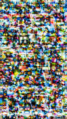 a close up of a television screen with a lot of small objects