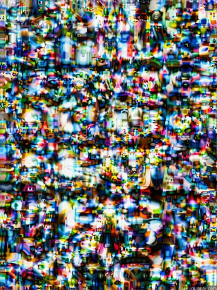 a close up of a television screen with a lot of people watching it