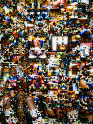 there are many different pictures of people in a room together