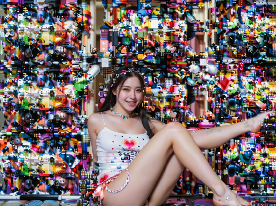 there is a woman sitting on a floor with a lot of toys